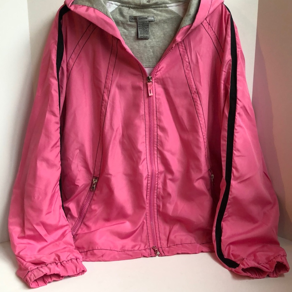 Oleg Cassini lined lightweight zip front track jacket size Large